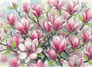 Hoa mộc lan màu hồng cánh sen nở rộ rực rỡ