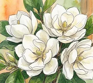Chùm hoa ngọc lan trắng muốt nở rộ giữa tán lá xanh thẫm