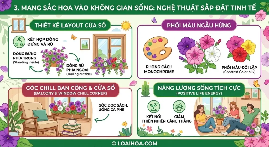 nghệ thuật sắp đặt hoa dạ yến thảo trang trí bậu cửa sổ và không gian sống tinh tế